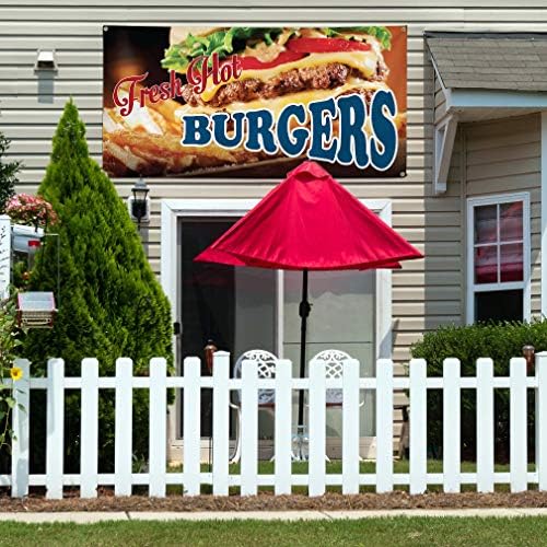 Vinil Afiş Çoklu Boyutları Taze Sıcak Hamburger Reklam Baskı D Restoran ve Gıda Açık Hava Endüstriyel Yard Işaretleri Kırmızı