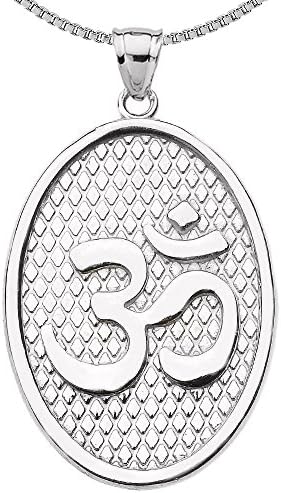 Güzel Gümüş Engravable Om / Aum Oval Şekilli Yoga Charm Kolye Kolye