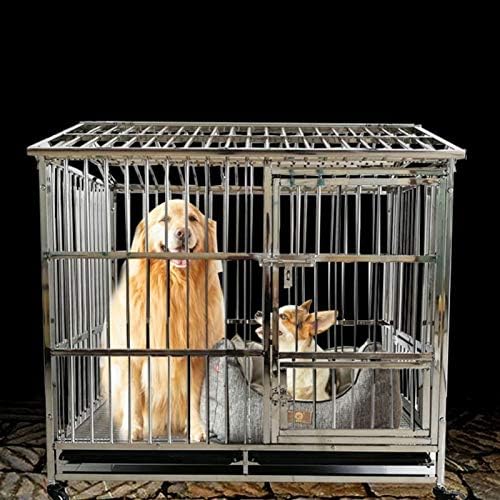 lıushop Köpek kafesi Paslanmaz Çelik Köpek Kafesi Orta ve Büyük Köpek Kafesi Kapalı Katlanır evcil hayvan kafesi evcil hayvan