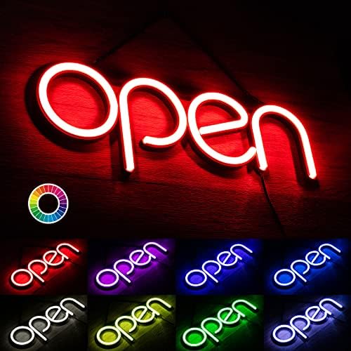 Neon Açık İşaret ışığı, RGB Çoklu Yanıp Sönme Modları, İş için Değiştirilebilir Renkli Açık İşaret, Restoran Vitrini, Çok Renkli