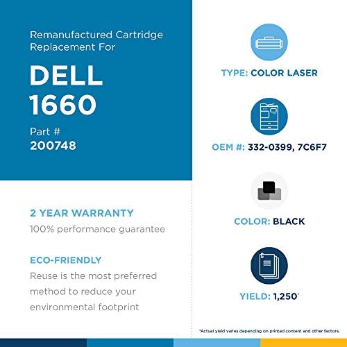 Clover Dell C1660 | Siyah için Yeniden Üretilmiş Toner Kartuşu Değiştirme