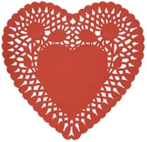 Sevgililer Günü Dekoratif Kalp Şeklinde Kağıt Doilies - - 24 Adet (Kırmızı) 8 x 8 inç