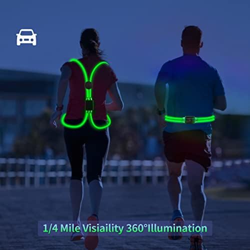 esonstyle çok renkli ışıklı ışık Şarj edilebilir LED yansıtıcı yelek Koşu veya Bisiklet için (Hava koşullarına dayanıklı) (Yeşil)