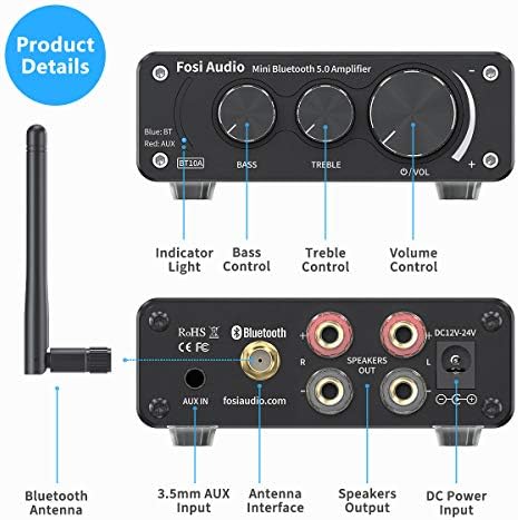 Fosı Ses BT10A Bluetooth 5.0 Stereo ses amplifikatörü Alıcı 2 Kanal D Sınıfı Mini Hi-Fi Entegre Amp Ev Pasif Hoparlörler için