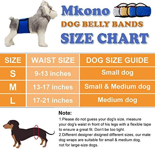 Mkono Erkek Köpek Göbek Bandı Sarar Yıkanabilir Bezi Küçük ve Orta Köpekler için(3 Paket)