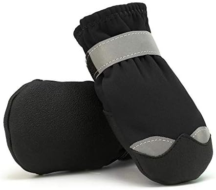 JNFANSHENG Köpek Çizmeleri pet Ayakkabı Su Geçirmez Kaymaz aşınmaya Dayanıklı Köpek Kar Botları 4 Paket Siyah 8 Uzunluk (cm)