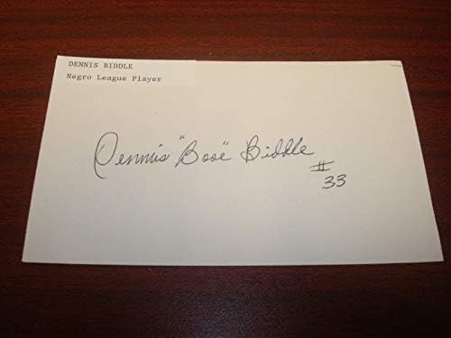 Dennis Bose Biddle Chicago Amerikan Devleri 3. 5X6 İndeks Kartı Negro Ligi Otomatik M7-NHL Kesim İmzaları
