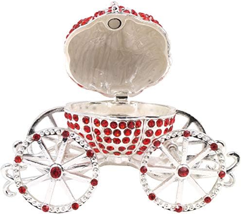VI N VI Kırmızı Yakut Rhinestone Prenses Külkedisi Kristal Kabak Arabası Biblo Kutusu, mücevher Kutusu ile Ayrılabilir Kabak