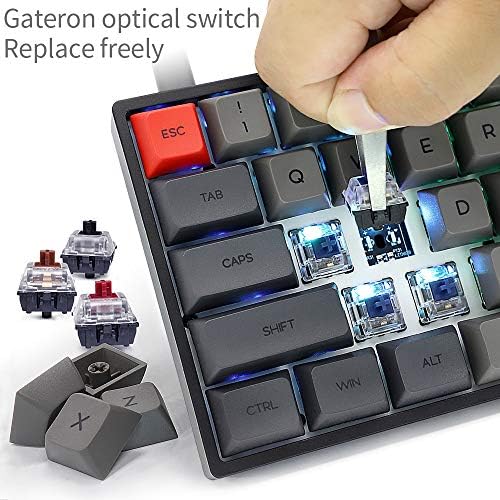 YUNZİİ SK64 Siyah Hotswap Mekanik oyun klavyesi ile Optik Anahtarı, RGB, Programlanabilir Özel Klavye (Gateron Mavi Anahtarı,