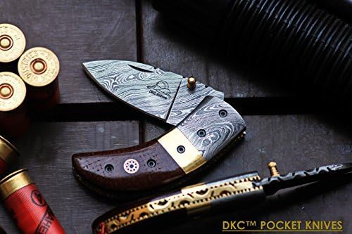 DKC Bıçaklar Satış DKC-43-BR-DS Kahverengi Başparmak Şam Çelik Katlanır Cep Bıçak 3.5 Katlanmış 6.25 Açık 7.5 oz 2.25 Bıçak Yüksek