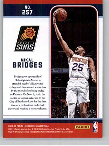 2018-19 Chronicles Bankası Marquee Bronz Basketbol 257 Mikal Köprüler Phoenix Suns Resmi NBA Ticaret Kartı Panini Amerika