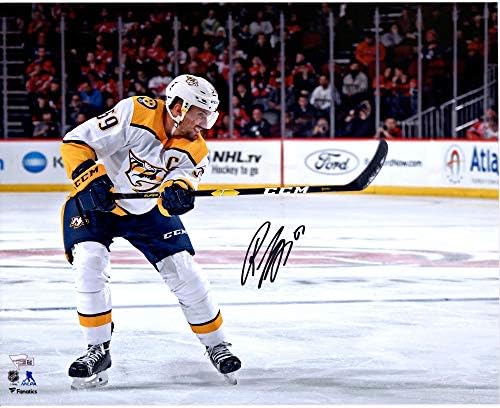 Roman Josi Nashville Predators İmzalı 16 x 20 Beyaz Jarse Fotoğraf Çekimi-İmzalı NHL Fotoğrafları