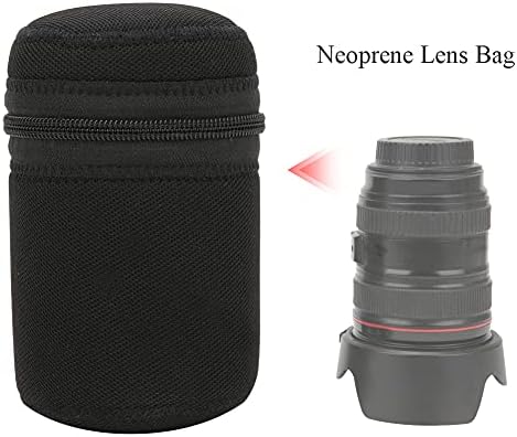 Lens saklama çantası, Taşınabilir Lens Durumda Taşınabilir Üç Boyutları Fermuar Kapatma Toz Geçirmez ile 1 X Kanca için Açık