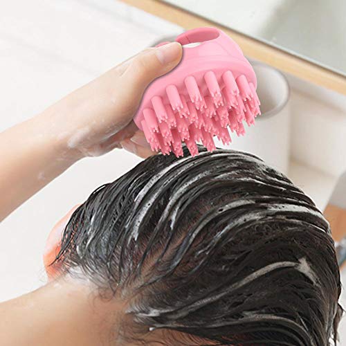 Saç Büyümesi için Saplı Şampuan Fırçası Silikon Yuvarlak Şekil El Başlığı Banyo Fırçası (toz)
