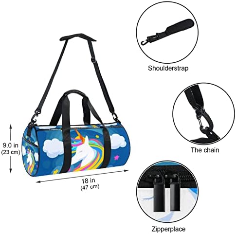 MaMacool sevimli tek boynuzlu atlar spor omuz taşıma çantası tuval seyahat çantası spor salonu spor dans seyahat Weekender için