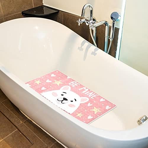 Pembe Ayı Banyo ve Duş Paspasları 40x15. 7 Makinede Yıkanabilir Banyo Paspasları Drenaj Delikleri ve Vantuz Yumuşak Ayak Banyo