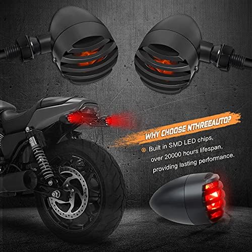 NTHREEAUTO Motosiklet Blinkers, Su Geçirmez Alüminyum Bullet LED Dönüş Sinyalleri, arka Kırmızı Gösterge ışığı Harley Dyna ile