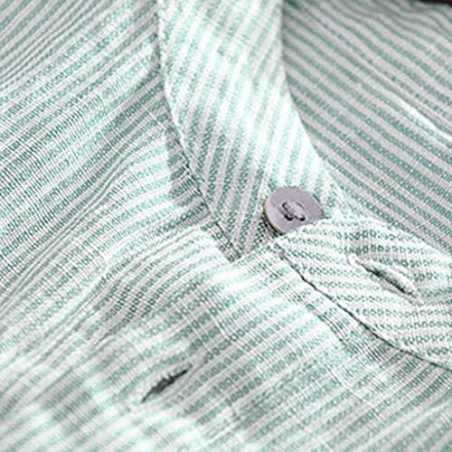 Fastbot Erkekler Gömlek Kısa Kollu POLO Gömlek Slim fit Baggy Şerit Pamuk Keten Düğme Cep Bluz Tops
