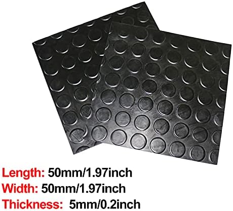 AIMIMI Kauçuk Levha Kare Şeritler Siyah Yuvarlak Düğme Desen Doğal Kauçuk Esnek Güçlü Ince Kesme zemin halısı Mat 50X50mm, kalınlığı,