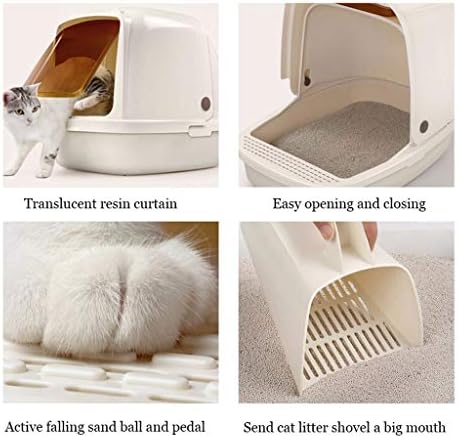 jınyıSHOP Kedi kum kabı Kapalı Kedi Kumu Havzası Büyük Uzay Kedi Tuvalet Kedi Kulaklar Kedi Kumu Havzası Tamamen Kapalı Kedi