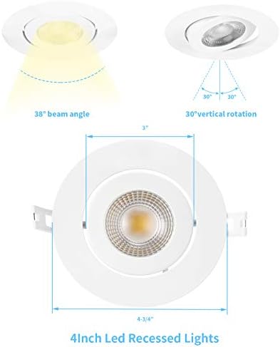 4 İnç Led gömme ışıklar Ultra-İnce Ayarlanabilir Göz Küresi Gimbal Bağlantı Kutusu ile LED Gömme Aydınlatma 9 Watts750lm Kısılabilir