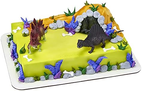 DecoSet ® Dinosaur Pals Kek Topper, 2 Parçalı Toppers Seti, İnteraktif Figürinli Doğum Günü Süsleri, Her Boyut ve Şekil Kek,