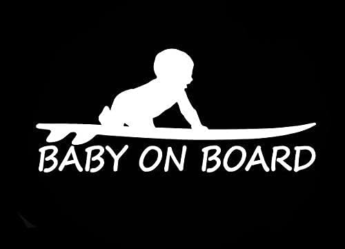 H-TRADİNGS Bebek Gemide Sörf Beyaz 6 İnç Yaklaşık Arabalar Duvarlar Kask Araç Dizüstü Die-Cut Vinil Etiketler Çıkartmaları Van