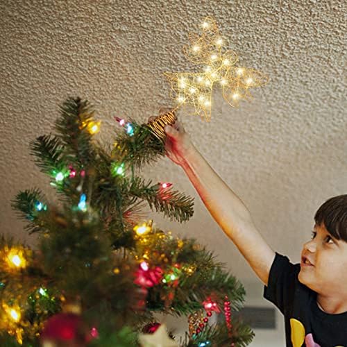 Noel ağacı Topper, 20 LED ışıkları ile Treetop Yıldız akülü, ışıltılı noel ağacı dekorasyon süsler, ev şenlikli parti tatil dekorasyon
