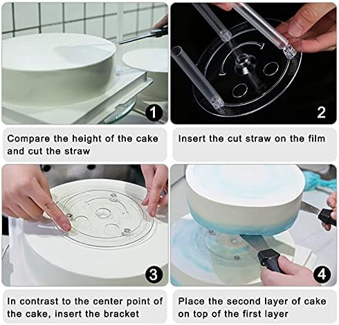 Plastik Kek Dübel Çubukları Seti İstifleme için Kek Destekleri-20 adet Beyaz Plastik Kek Çubukları 4, 6, 8, 10 İnç Kek Ayırıcı