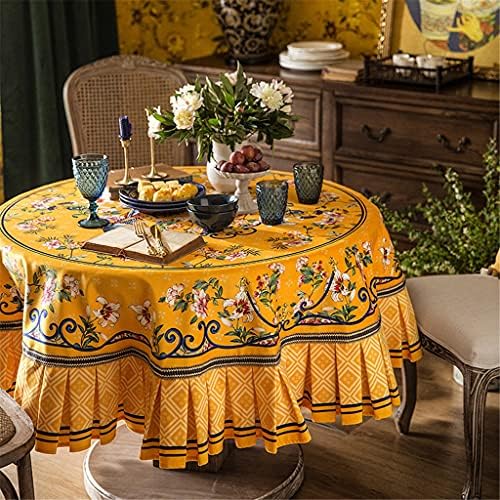 FCYIXIA Yuvarlak Masa Masa Örtüsü Avrupa Masa Örtüsü Yuvarlak Amerikan Klasik Kumaş Çin Kapak Havlu (Renk: Bir, Boyutu: 160 cm)