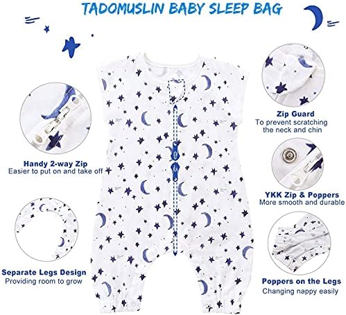 TADO MUSLİN Organik Pamuk Toddler Uyku Çuval 2-4 T, Bebek Giyilebilir Battaniye ile Bacaklar, Teklif Çocuklar için Uyku Tulumu