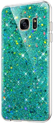 IKASEFU Samsung Galaxy S7 Kılıf ile Uyumlu Bling Parlak Darbeye Lüks Pretty Glitter Sparkly Flaş Temizle Yumuşak TPU silikon