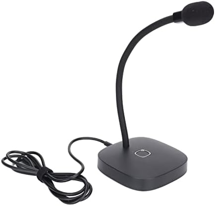 Sessiz İşlevli Acogedor USB Masaüstü Mikrofonu, Dokunmatik Kontrollü USB Çok Yönlü Kondenser Mikrofon, LED Işık, Windows için