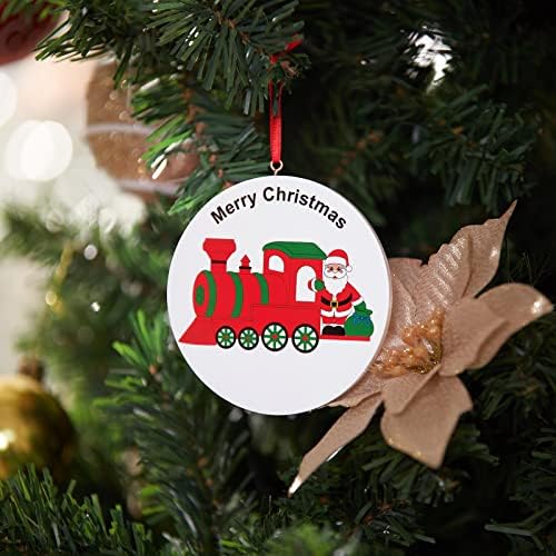2021 Noel Baba ve Tren Dekorasyon, Merry Christmas Süs, noel Ağacı Seramik Süslemeleri Kolye ile Şerit, Aile ve Arkadaş için