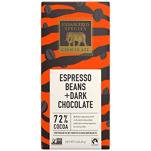 Nesli Tükenmekte Olan Türler Çikolata Barları / Zengin Bitter Çikolata Bar | Espresso Fasulyeli %72 Kakao / ABD'de Kavrulmuş