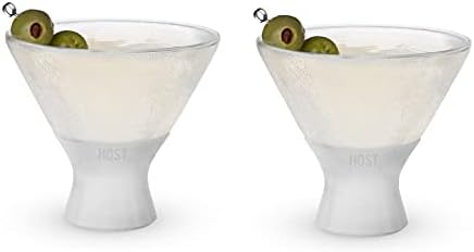 Ev sahibi Freeze Yalıtımlı Martini Kokteyl Bardakları, Dondurucu Jel Soğutucu Çift Duvar Stemless Kokteyl Cam, 2 Set, Cam