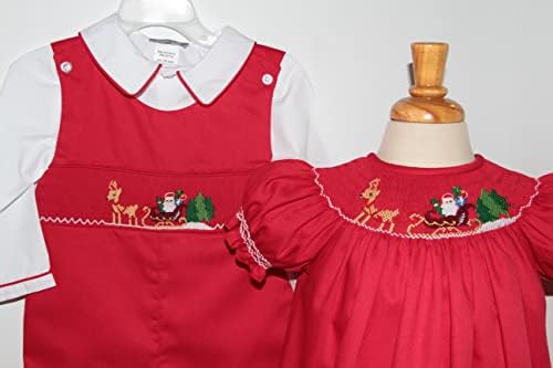 Kızlar Kırmızı Noel Piskoposu Tatil için Önlüklü Noel Baba ve Kızaklı Elbise