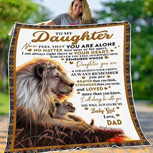 Kızıma Aslan Baba, Her Zaman Benim Bebek Kız Battaniyem olacaksın, Kızım için Hediye (Sherpa Battaniyesi, 30x40)