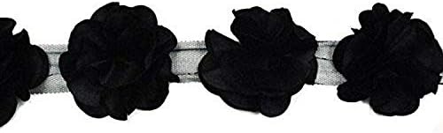 Expo Uluslararası Saten Görünümlü Çiçek Kumaş Süsleme, 10 Yarda, Siyah