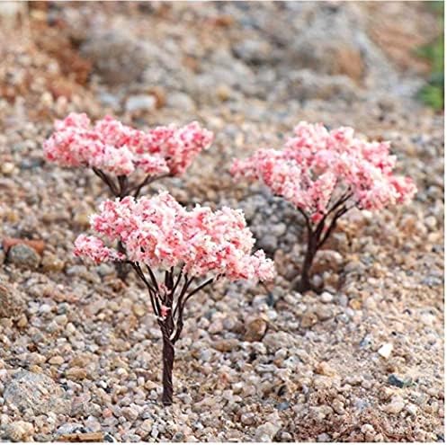 Froiny 10 pcs Çiçeği Kiraz Ağaçları Modeli Pembe Demiryolu Sahne Düzeni Ağaçları Minyatür Peyzaj Süs doğum günü hediyesi için
