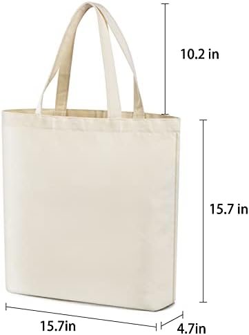 4 Adet Yeniden kullanılabilir Büyük Tuval Tote çanta, boş Çok amaçlı tuval çanta, DIY proje, Bakkal, alışveriş için uygun.