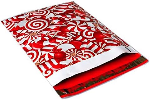 Tatil Noel Tasarımcı Poli Postalar 10x13: Şeker Kamışı ve Ren Geyiği Geyik Elk Combo; Baskılı Kendinden Sızdırmazlık Nakliye