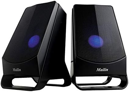Mailin Bilgisayar Hoparlörleri, 2.0 Stereo Dizüstü Bilgisayar Hoparlörleri, LED ışıklar USB Hoparlörler 6W RMS Toplam Güç Elektronik