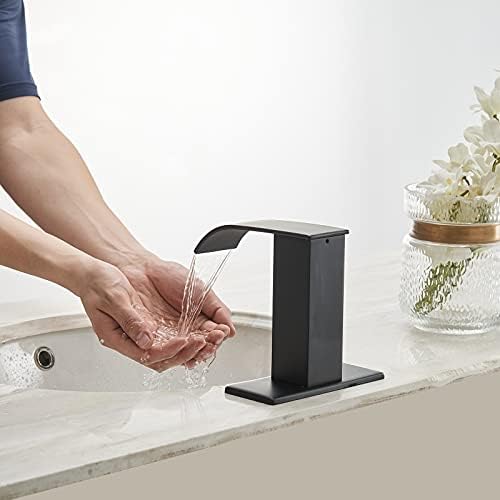 Greenspring Otomatik Sensör Fotoselli Siyah Banyo lavabo bataryası ile Tek Delik Kapak Plakası Vanity Musluklar Eller Serbest