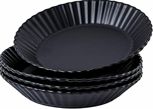 8 seramik yemek tabakları 4 iç yivli servis tabağı seti siyah. yemek setleri Mutfak Eşyaları yemek seti yemek tabakları daire