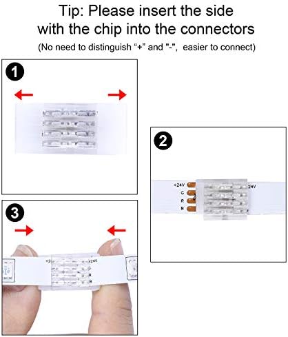 KIYILA 10 Packs 4-Pin RGB LED ışık şeridi Konnektörleri, Boşluksuz Lehimsiz led Şerit konnektörleri ile L Şekli Bağlantı Şeritleri