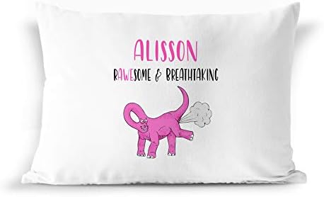 BarborasBoutique Alisson Adı Hediye Pillowcase - PİL3 Komik Dinozor T-Rex Osuruk Osuruk Şaka Yastık Kılıfı için Kadın Kız Çocuk