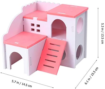 POPETPOP Ahşap Hamster Evi-Çift Katmanlar Küçük evcil hayvan oyun alanı ile Slayt, Hamster Hideout Kulübe Oyun Oyuncaklar için